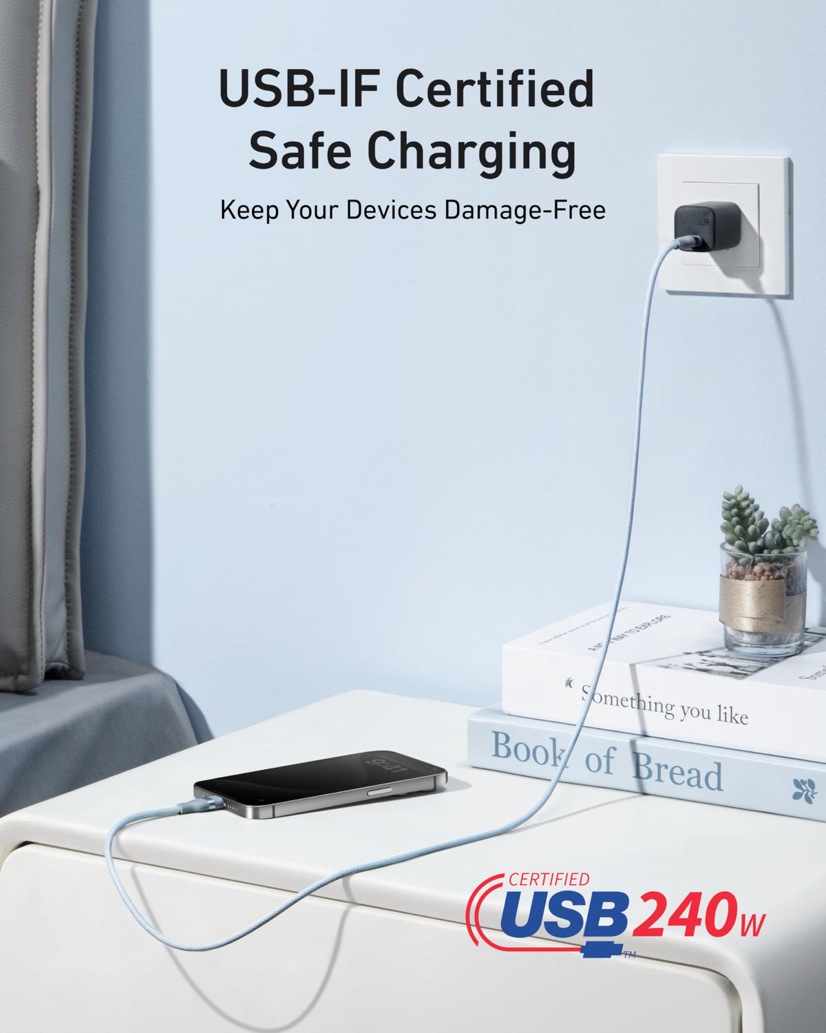 Anker USB-C to USB-C Cable (240W, Upcycled-Braided)