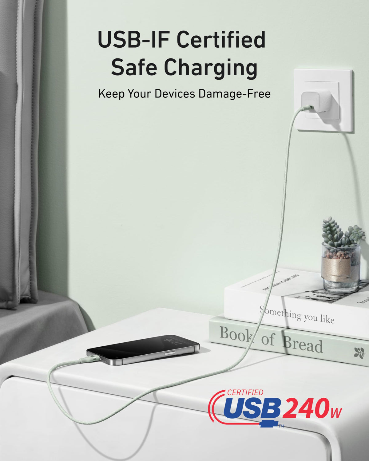 Anker USB-C to USB-C Cable (240W, Upcycled-Braided)