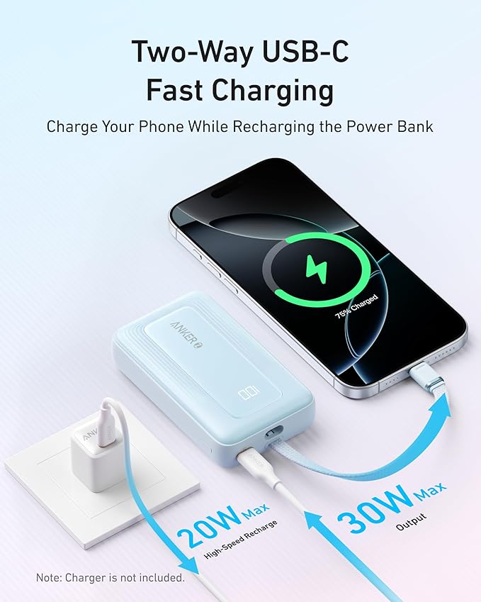 Anker Zolo Power Bank(20,000 mAh, Built-in USB-C Cable)
