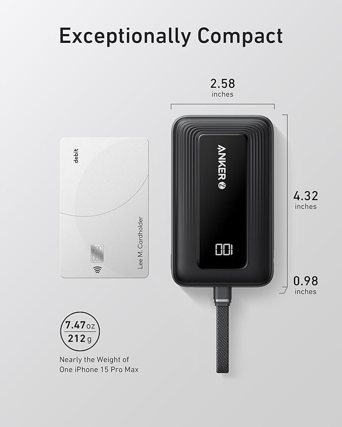 Anker Zolo Power Bank(20,000 mAh, Built-in USB-C Cable)