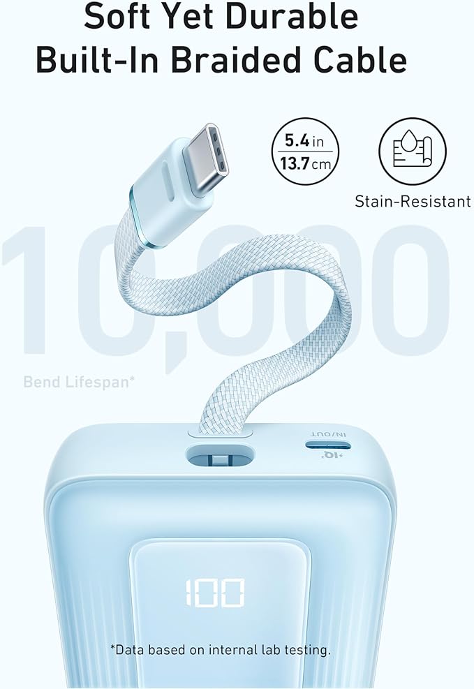 Anker Zolo Power Bank(20,000 mAh, Built-in USB-C Cable)
