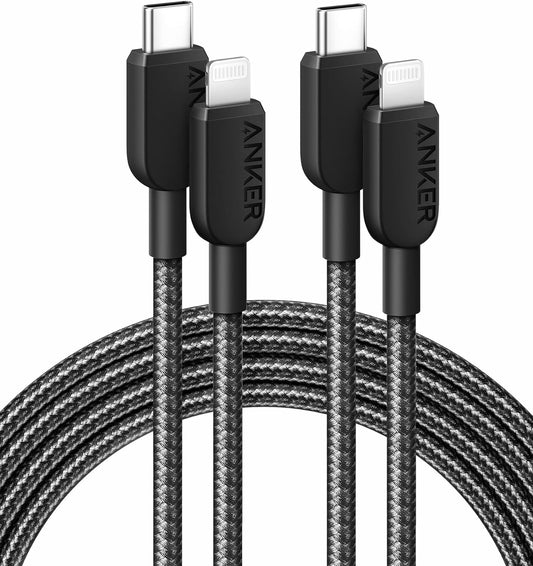 Anker 310 USB C to Lightning Cable(1.8m, 2-Pack, Black)