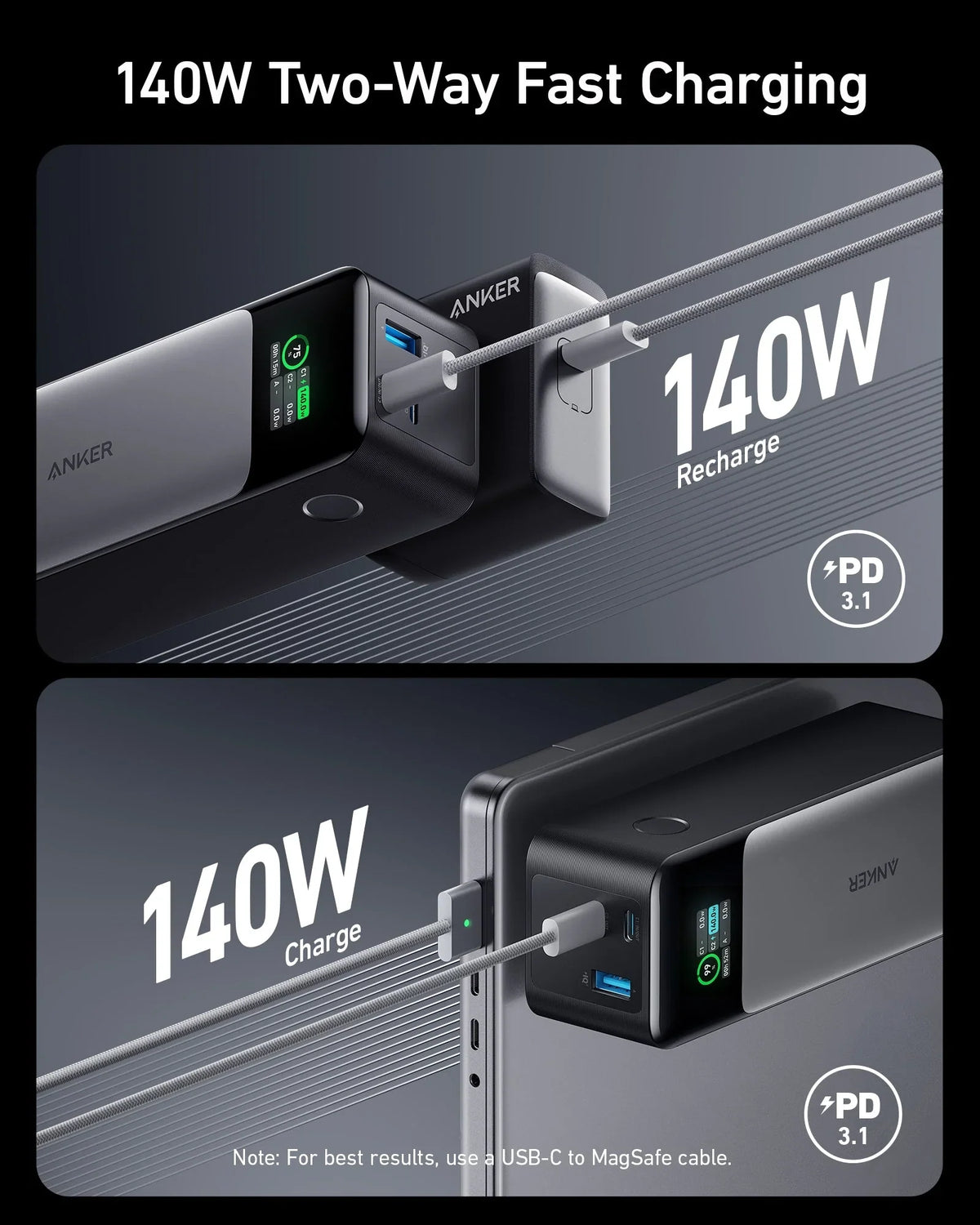 Anker 737 Power Bank (PowerCore 24K) and Anker Prime Charger (100W, 3 Ports, GaN)