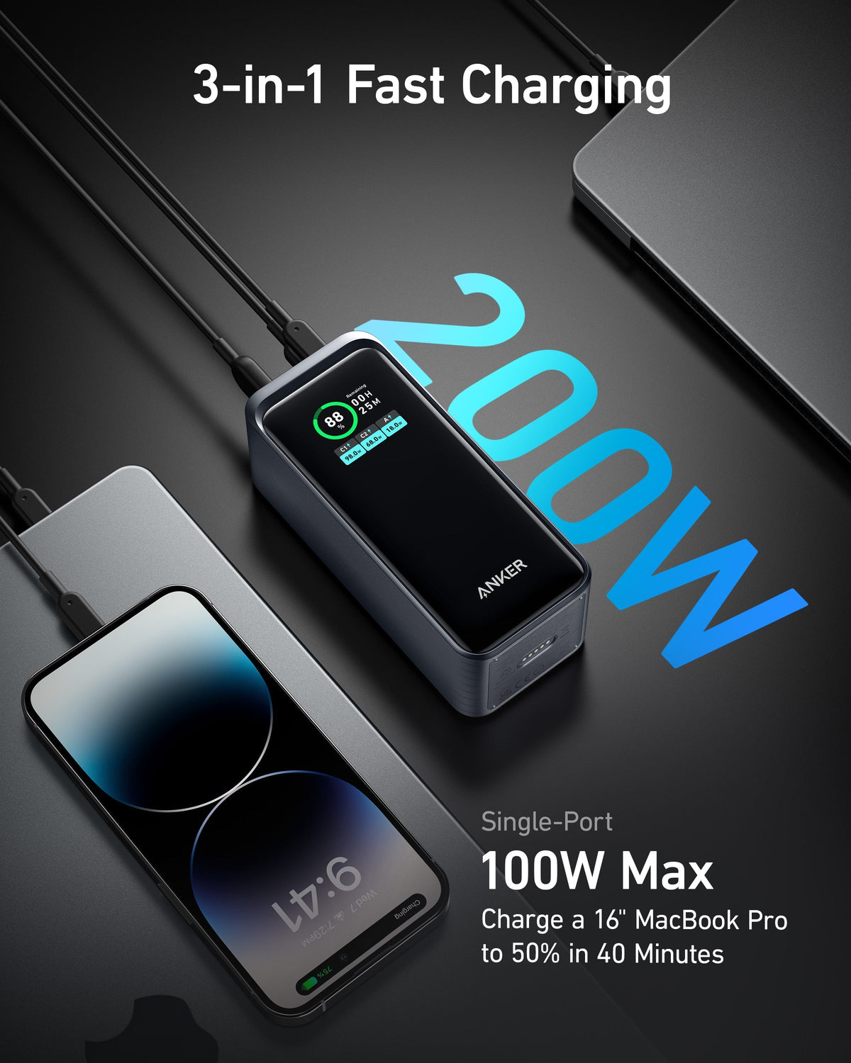 Anker Prime 20K Powerbank (200W, 3 Ports)