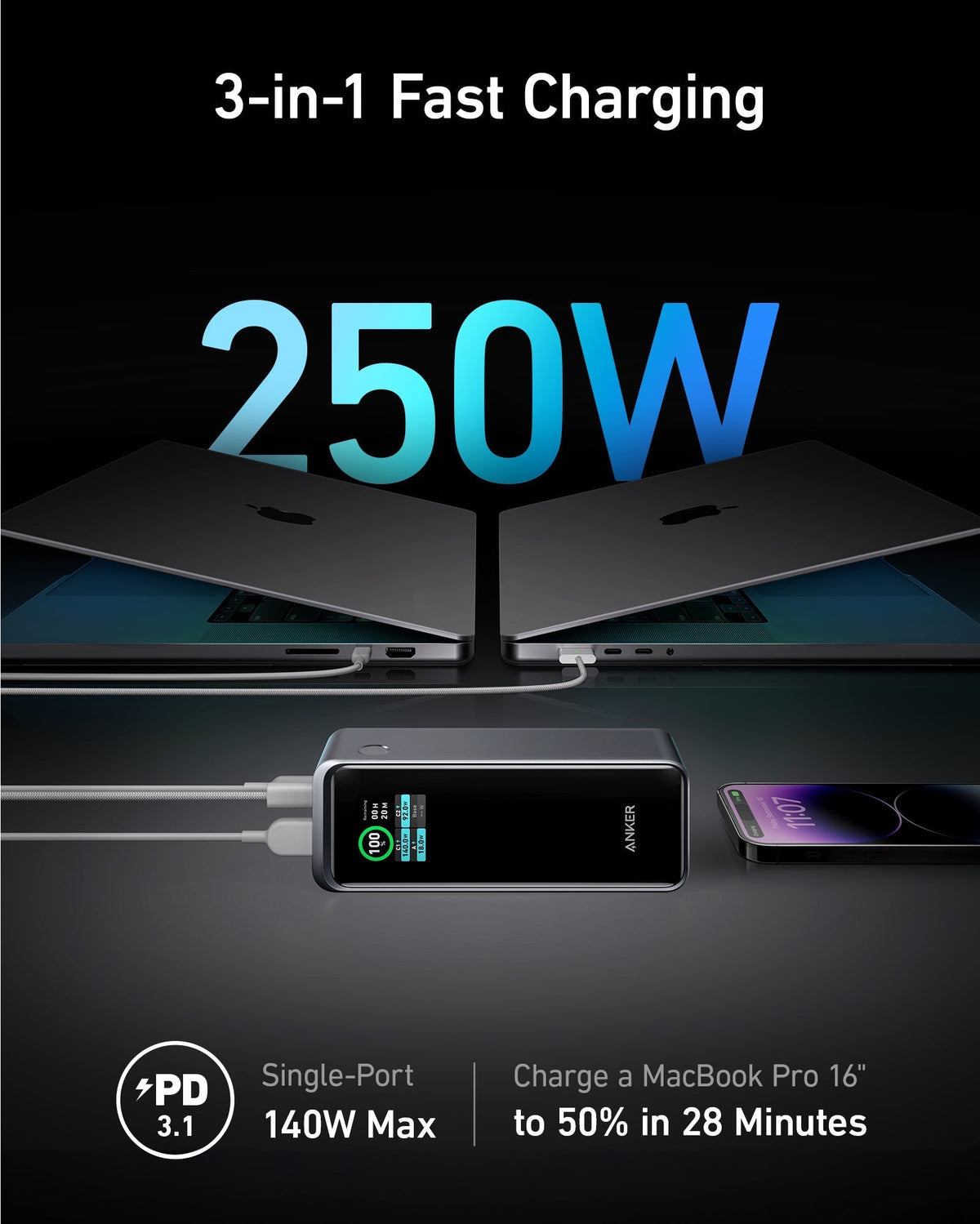 Anker Prime 20,000mAh Power Bank (200W) and 100W Charging Base