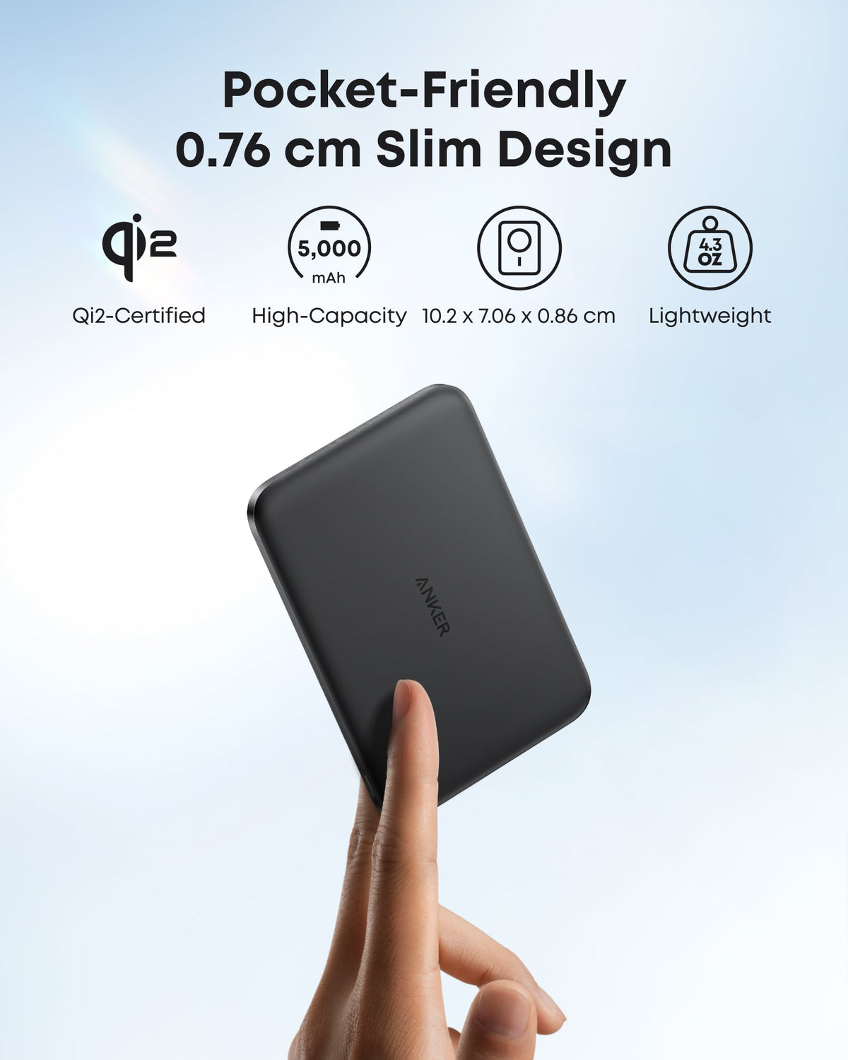 Anker MagGo Power Bank (5K, Ultra-Slim 122g, MagSafe)