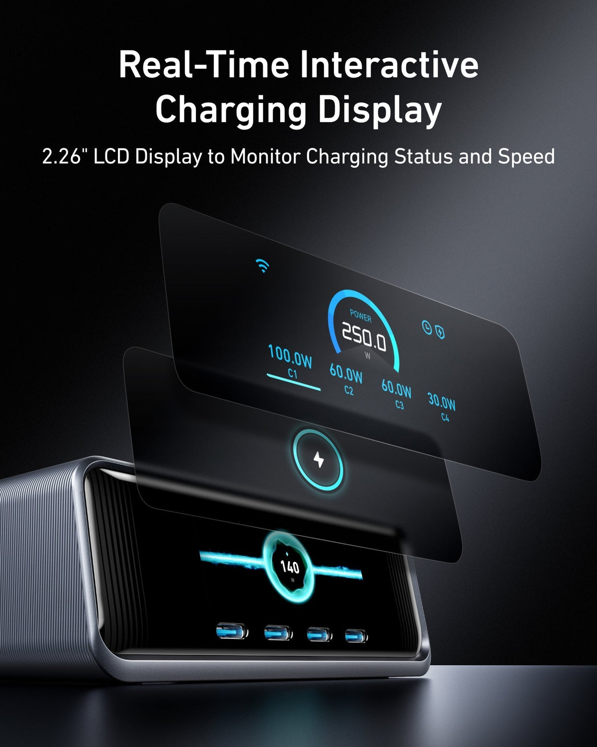 Anker Prime Charger (250W, 6 Ports, GaNPrime) and Prime USB-C to USB-C Cable (240W, Upcycled-Braided, 182cm)