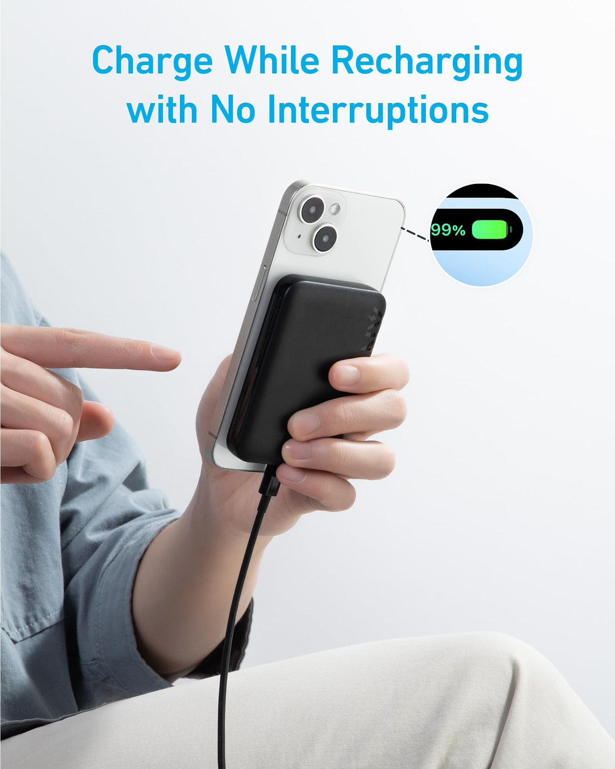 Anker for Magsafe Powerbank, 321 MagGo Battery (PowerCore Magnetic), 5,000mAh Magnetic Wireless Portable Charger