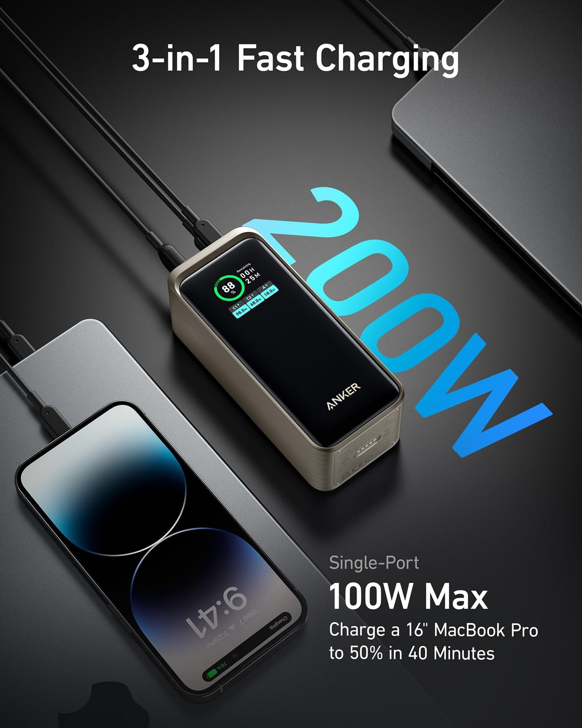 Anker Prime 20K Powerbank (200W, 3 Ports)